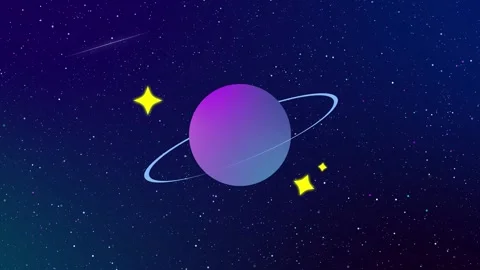 Minimalist Cartoon Style Outer Space Planet Background Stock Footage 319460071