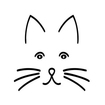 Minimalist Cat Face Icon Stock Illustration