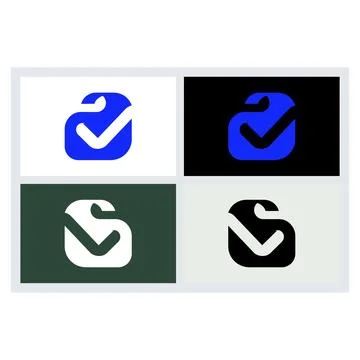 Minimalist Check Mark Logo Icon Set Stock Illustration