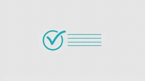 Minimalist checklist illustration with check marks and three text lines on .. 스톡 동영상 336243767