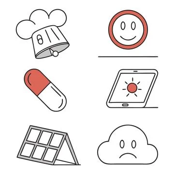 Minimalist Chef Hat Icon Set Abstract Kitchen Symbols Stock Illustration