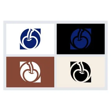 Minimalist Cherry Logo Icon Set Illustrazione stock