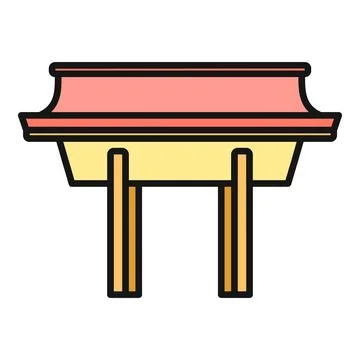 Minimalist chinese gate architecture simple vector icon Stock Illustration