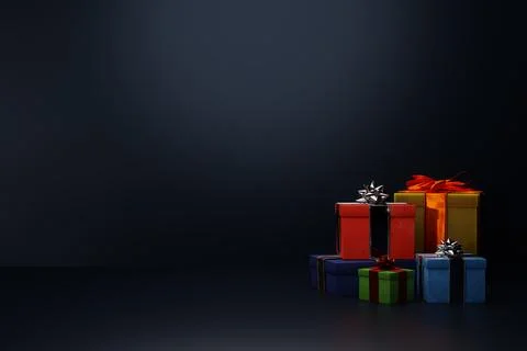Minimalist christmas background with gift boxes - 3D Illustration Stock Illustration