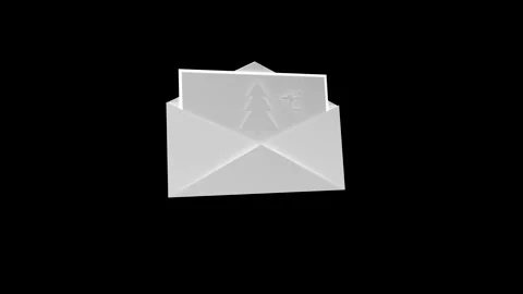 Minimalist Christmas Card in Envelope with Tree Icon on Black Background Stock-Footage 341921376