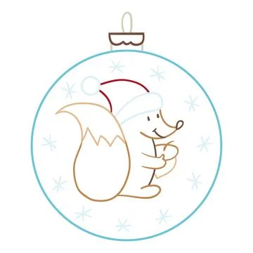 Minimalist Christmas ornament with a squirrel pattern. Elegant winter decorat Stock Illustration