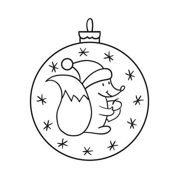 Minimalist Christmas ornament with a squirrel pattern. Elegant winter decorat Stock Illustration