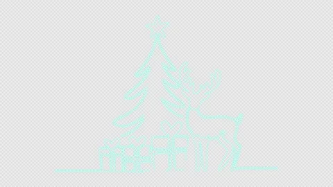 Minimalist Christmas Tree Deer and Gifts Line Drawing Stock Footage 321045663