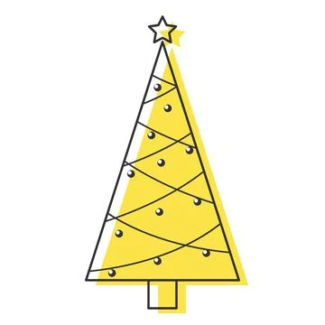 Minimalist Christmas tree design with simple decorations, Vector Illustrazione stock