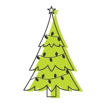 Minimalist Christmas tree design with simple decorations, Vector Illustrazione stock