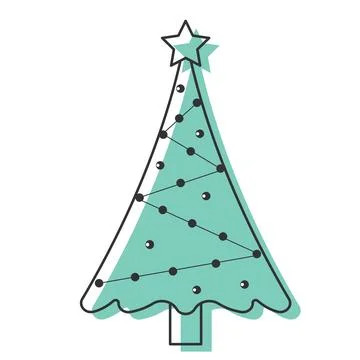 Minimalist Christmas tree design with simple decorations, Vector Stock Illustration