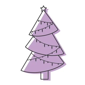 Minimalist Christmas tree design with simple decorations, Vector Stock Illustration