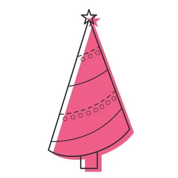Minimalist Christmas tree design with simple decorations, Vector Illustrazione stock