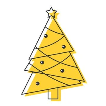 Minimalist Christmas tree design with simple decorations, Vector 스톡 일러스트