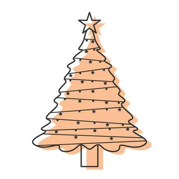Minimalist Christmas tree design with simple decorations, Vector 스톡 일러스트