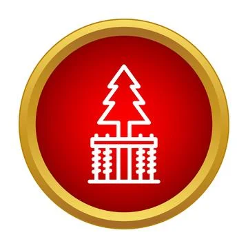 Minimalist christmas tree growing inside a plant pot icon Illustrazione stock