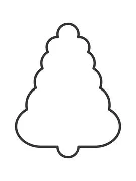 Minimalist Christmas tree outline vector illustration. This clean line art ic Stock Illustration