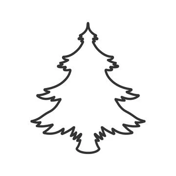 Minimalist Christmas tree outline vector illustration. A simple black line ar Stockillustratie