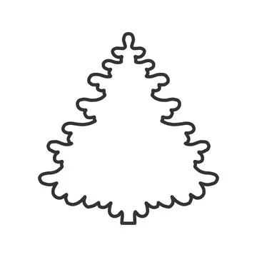 This minimalist Christmas tree outline vector icon features a clean line art  Stock Illustration
