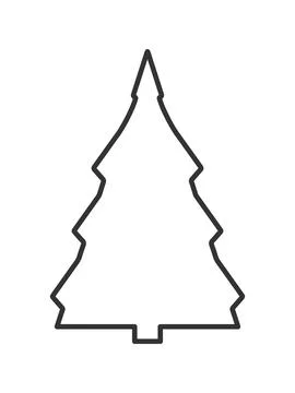 Minimalist Christmas tree vector outline. A simple linear fir tree icon, perf Stock Illustration