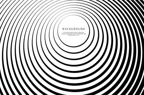 Minimalist circle flow lines abstract background. Black round blend line design. Stock Illustration