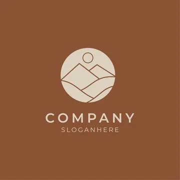 Minimalist circle mountain logo Stock Illustration