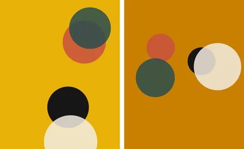 Minimalist circles composition with overlapping transparent shapes in warm .. Stock-Illustration