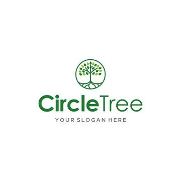 Minimalist CircleTree plants root logo design Stock Illustration