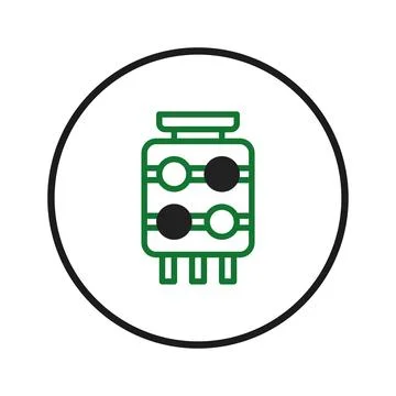 Minimalist circuit component illustration exhibiting electronic parts withi.. Stock Illustration