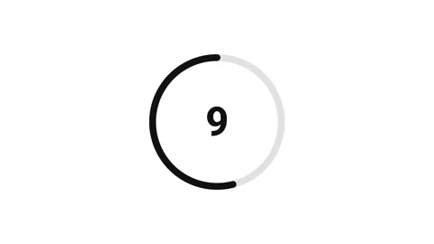 Minimalist circular 15-second countdown timer animation with bounce effect Stock Footage 341315305