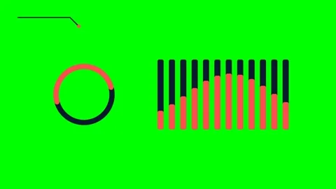 Minimalist circular and vertical bar data visualization on green background Stock-Footage 340264950