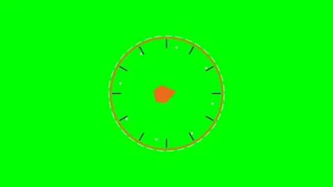 Minimalist circular clock interface with an orange center on green screen Stock Footage 341839632
