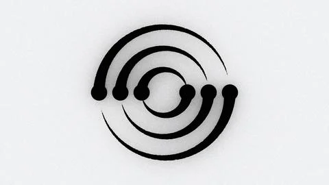 Minimalist circular design with overlapping arcs and dots, conveying themes.. Stock Photos