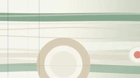 Minimalist circular design overlay in soft beige and teal on a pastel grid .. Stock Illustration