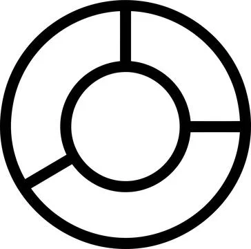 Minimalist circular diagram icon representing a pie chart structure for dat.. Stock Illustration