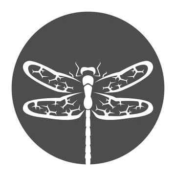 Minimalist Circular Dragonfly Silhouette Emblem 스톡 일러스트