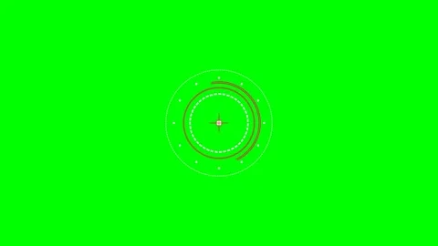 Minimalist circular hud interface graphic element on a vivid green screen Video stock 341822428