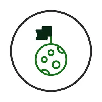 Minimalist circular icon representing a spherical surface with craters and .. Stock Illustration
