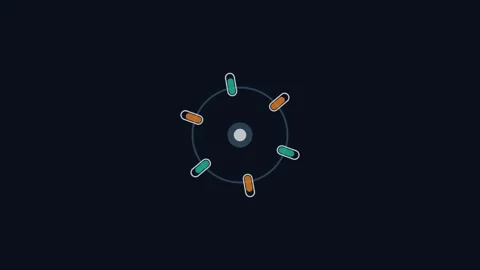 Minimalist circular interface with rotating elements on a dark background Stock Footage 338310289