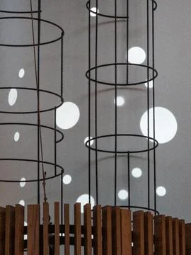 Minimalist circular light installation Stock Photos