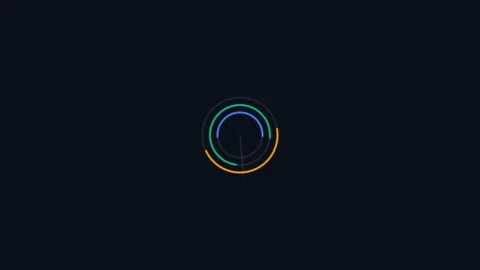 Minimalist circular loading animation with vibrant colored neon arcs on black Stock Footage 336263549