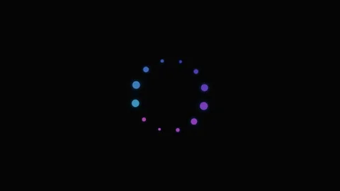 Minimalist circular loading icon with gradient dots on a dark background Stock Footage 339618138