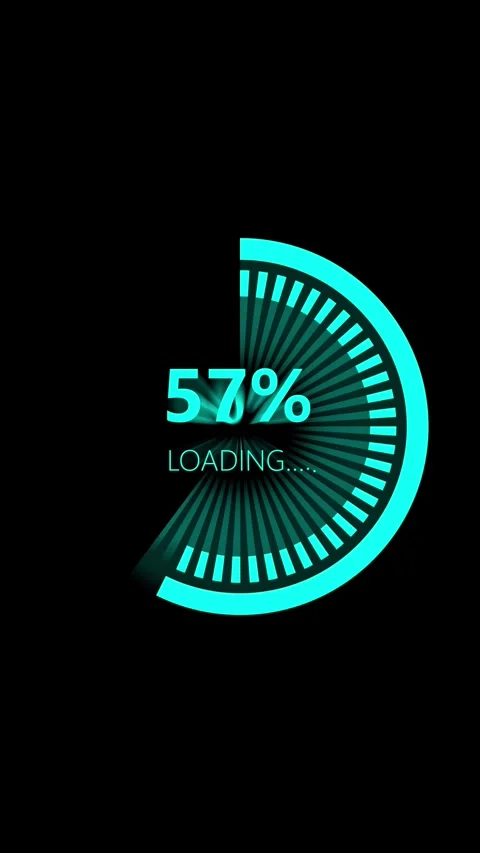 Minimalist circular loading indicator with glowing progress bar on black ba.. Video stock 341613507