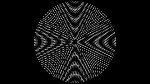 Minimalist circular pattern of concentric white lines on a black background Stock Footage 338311422