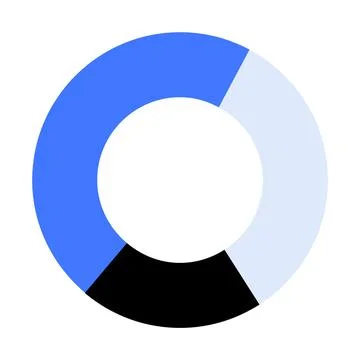 Minimalist Circular Pie Chart in Blue and Black Shades Showcasing Data Visu.. イラスト素材