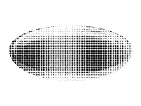 Minimalist circular plate shape in black and white halftone dot pattern for.. Ilustración de archivo