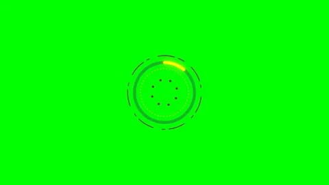 Minimalist circular progress bar with a bright yellow indicator on green scre Stock Footage 340266060