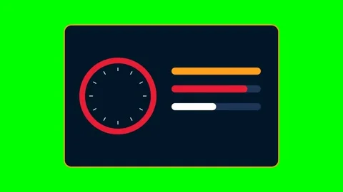 Minimalist circular progress bar dashboard against a vibrant green screen Stock Footage 340265003