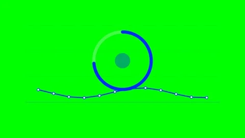 Minimalist circular progress indicator and digital waveform on green screen Stock Footage 340902549