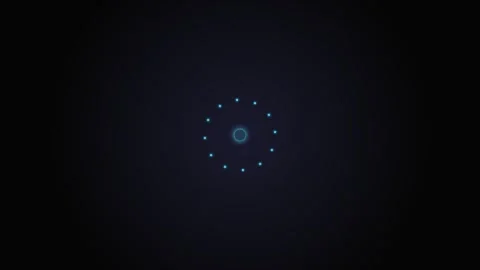 Minimalist circular ring of glowing blue light points on a dark background Stock Footage 339619200